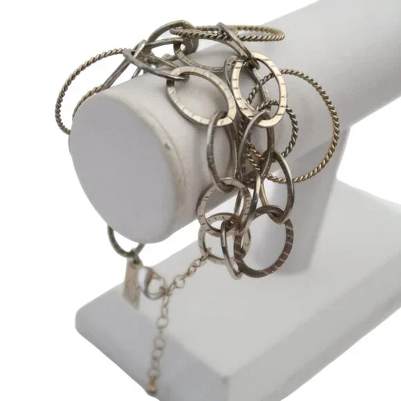 vtg KENDRA SCOTT textured two tone rings bracelet RARE - Picture 4 of 6